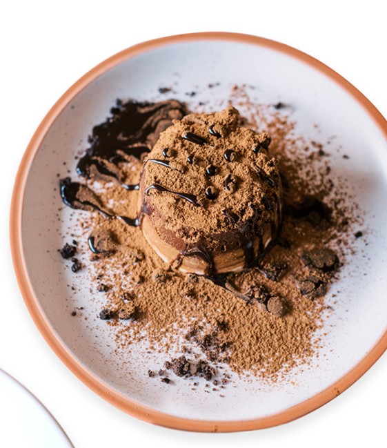 Chocolate dessert with cocoa